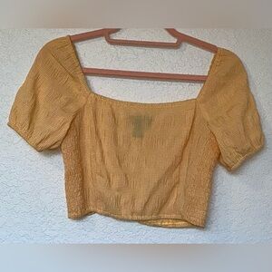 Forever 21 Yellow & White Textured Crop Top